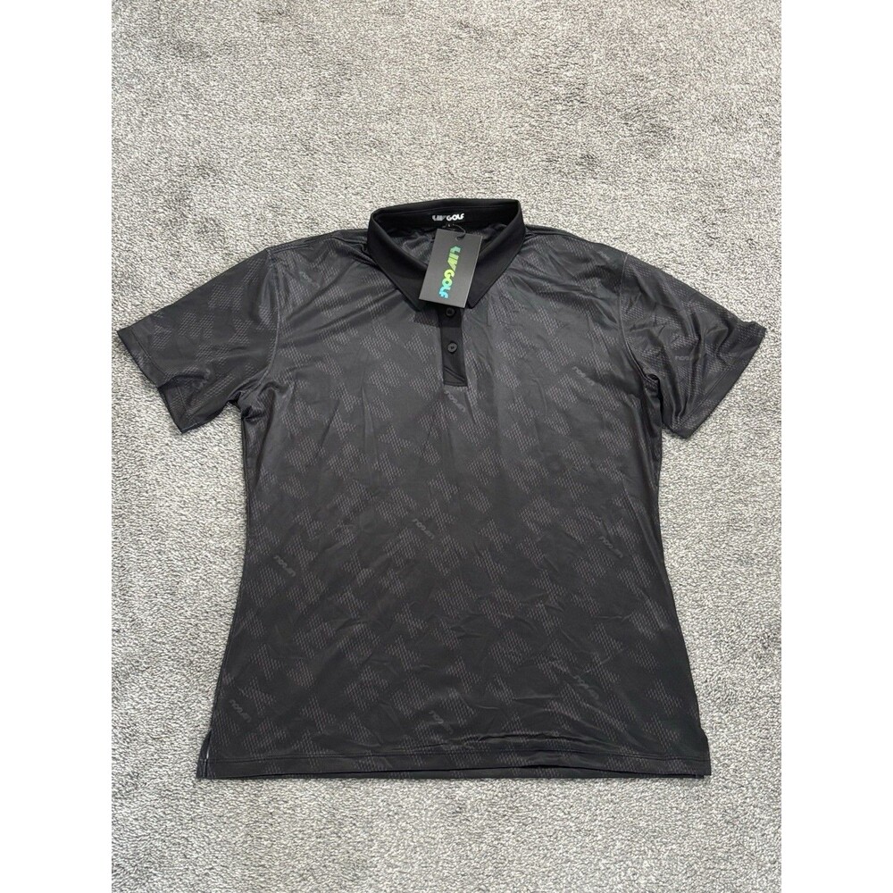 LIV Golf Polo Shirt Womens Large Black  Performance All Over Print NWT